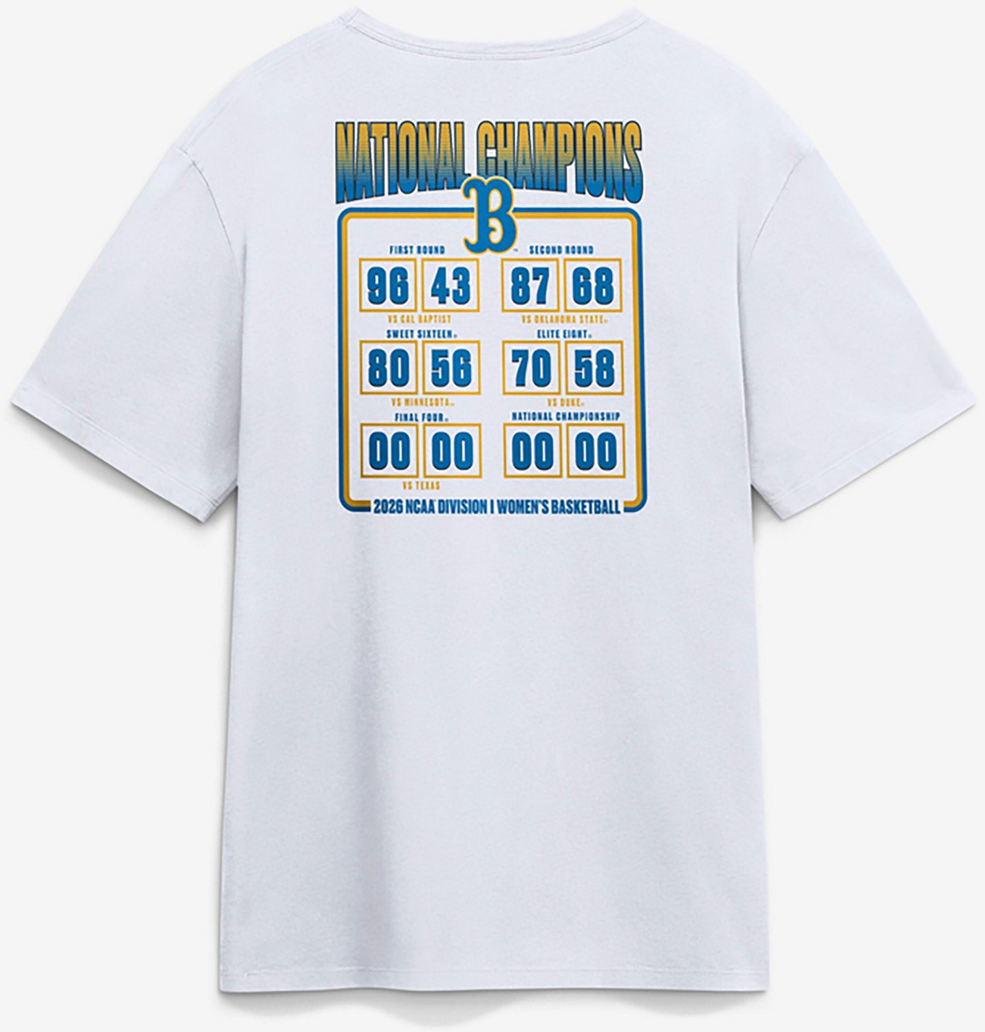 Fanatics Adult's UCLA Bruins Women's Basketball 2026 National Champions Schedule Short Sleeve T-Shirt - view number 3