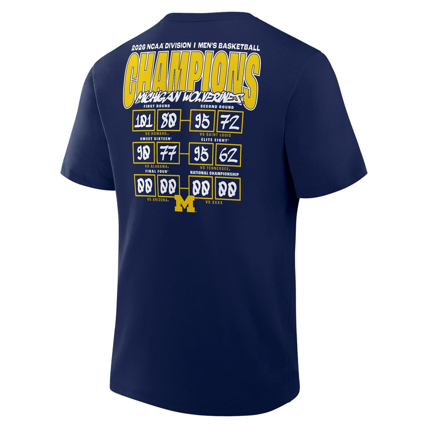 Fanatics Men's Michigan Wolverines Men's Basketball 2026 National Champions Schedule Short Sleeve T-Shirt - view number 3
