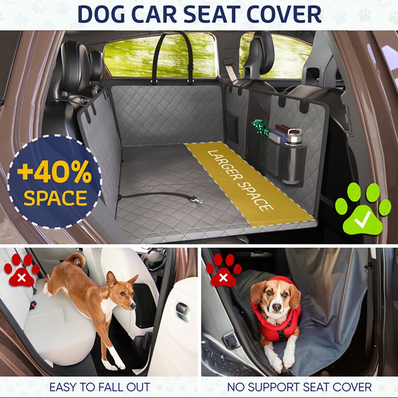 KAT-EXSCG Large Seat Guard Waterproof Back Seat Extended Cover With Mesh Window Storage Pockets