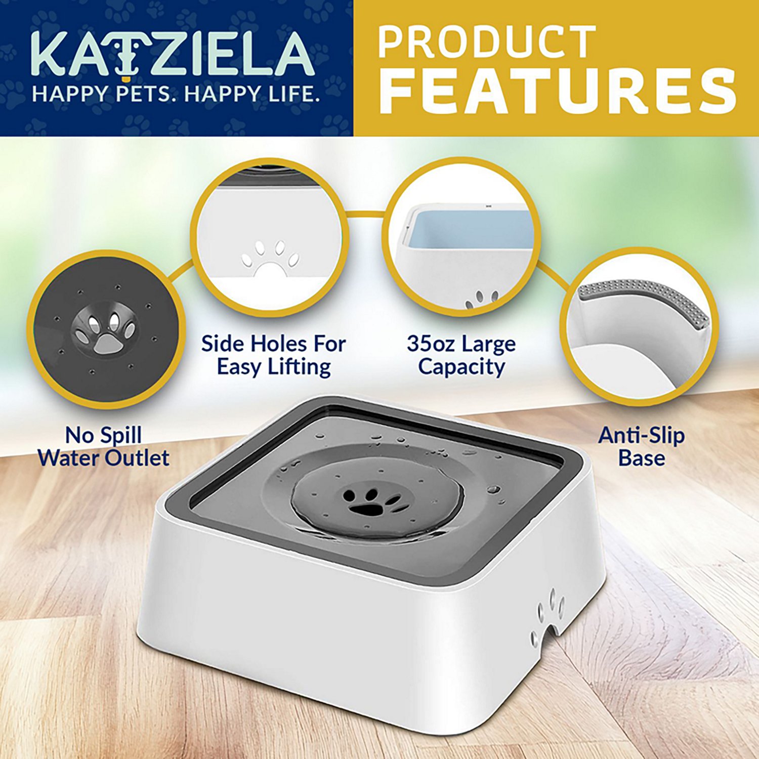 Katziela No Spill 35 oz. Water Bowl - view number 3