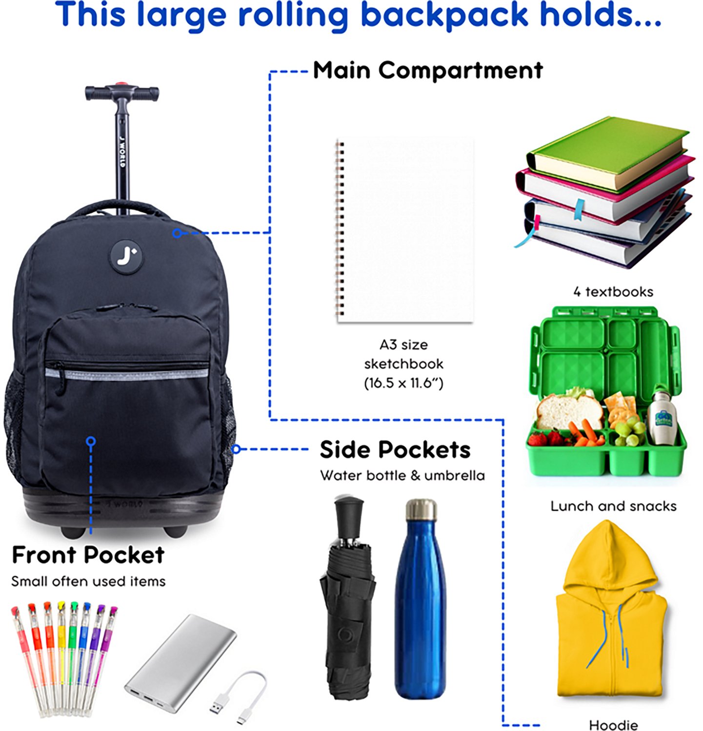 J World Kids' Sunrise 18" Rolling Backpack 34.5L - view number 2