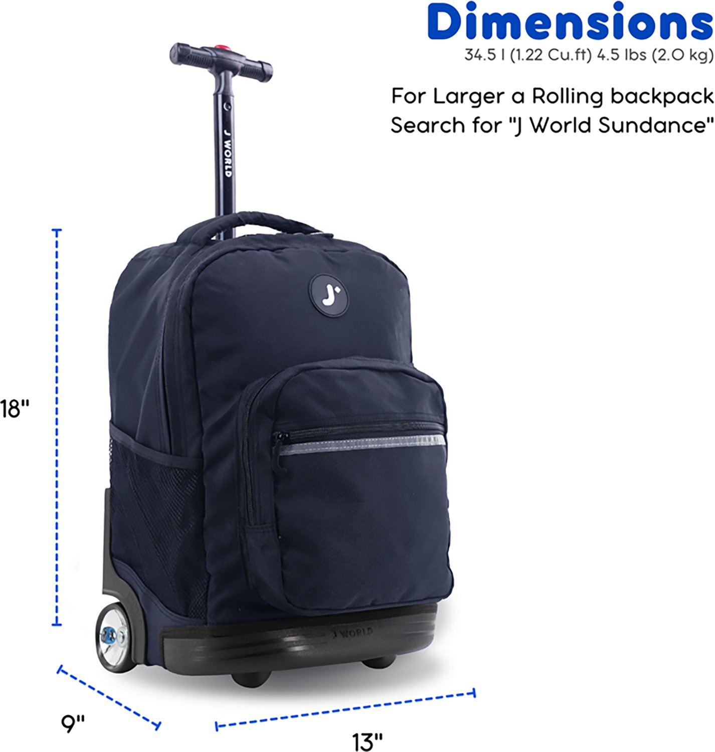 J World Kids' Sunrise 18" Rolling Backpack 34.5L