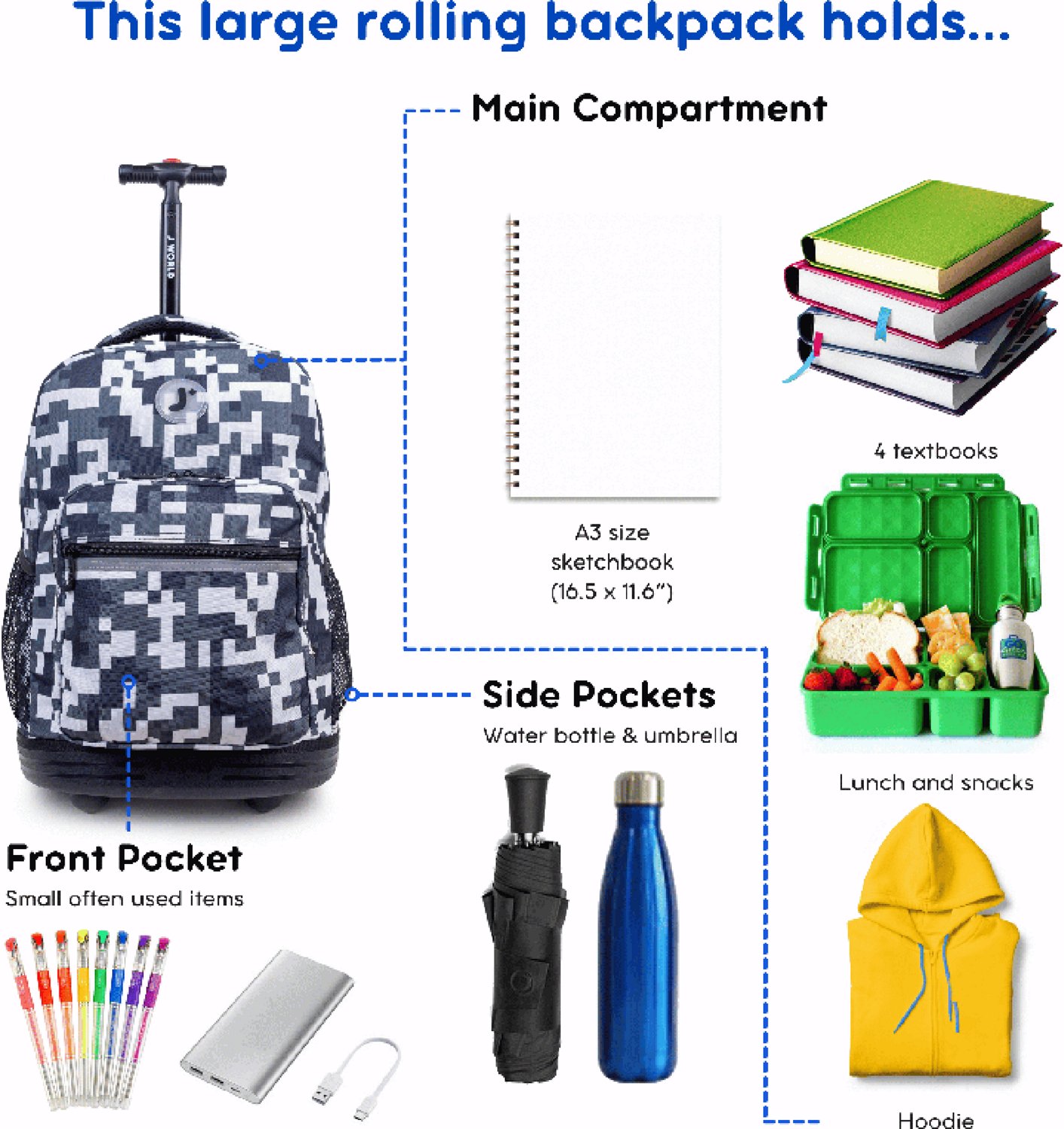 J World Kids' Sunrise 18" Rolling Backpack 34.5L - view number 2