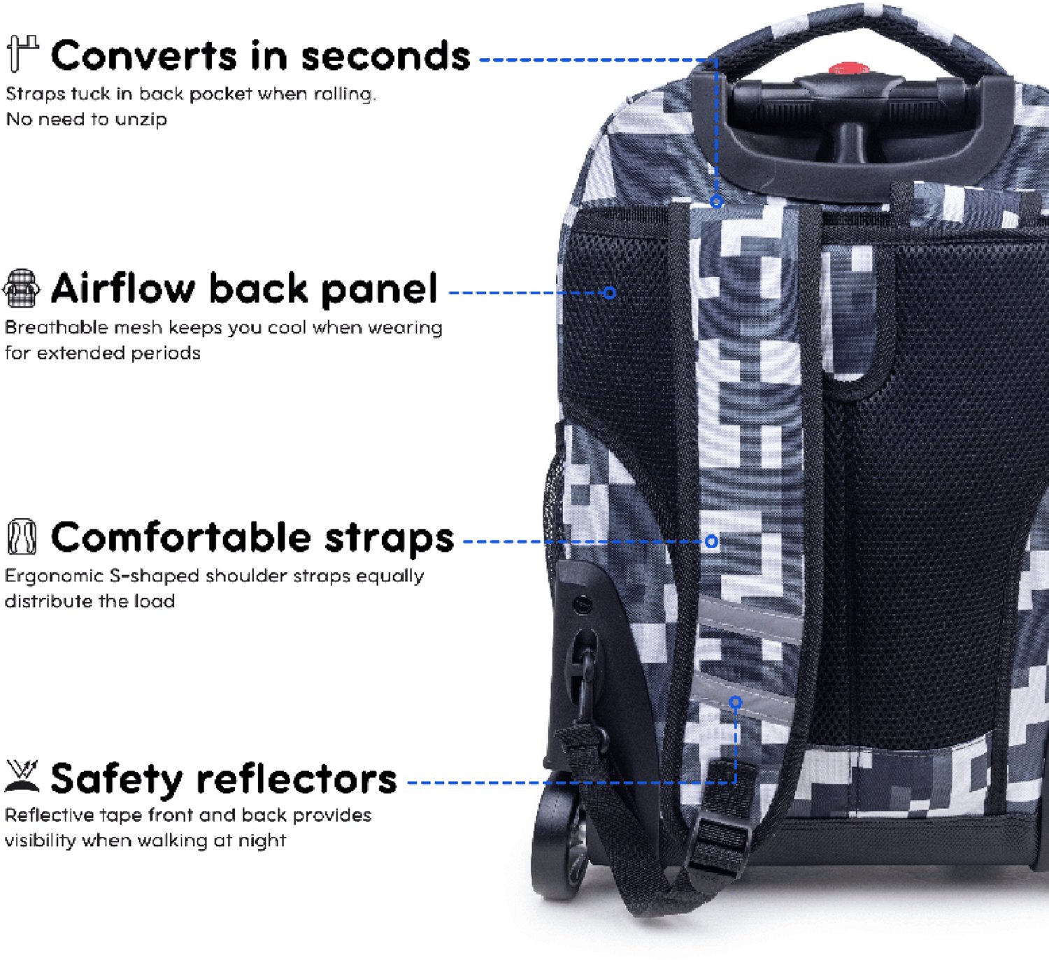 J World Kids' Sunrise 18" Rolling Backpack 34.5L - view number 5