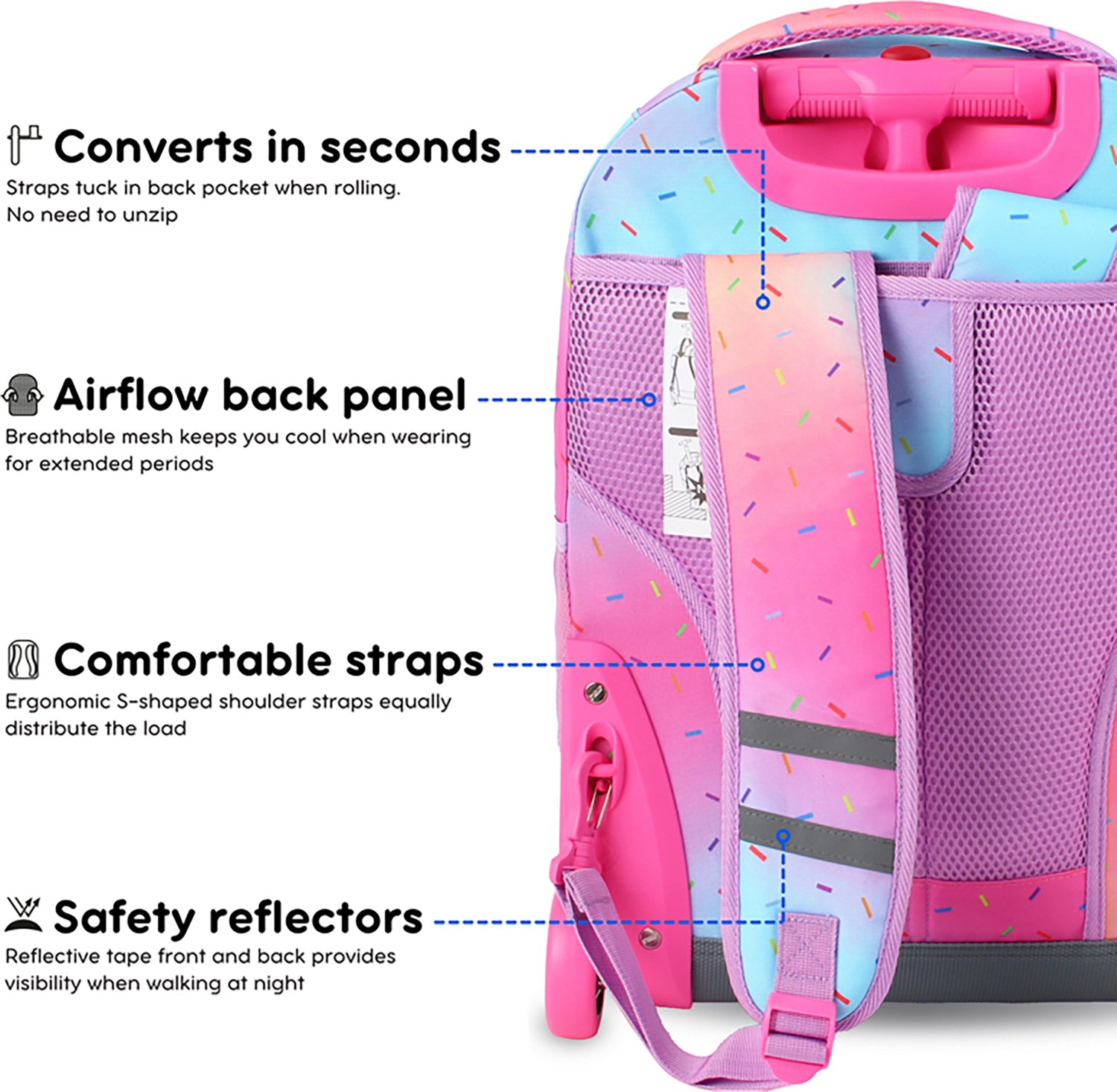 J World Kids' Sunrise 18" Rolling Backpack 34.5L - view number 5