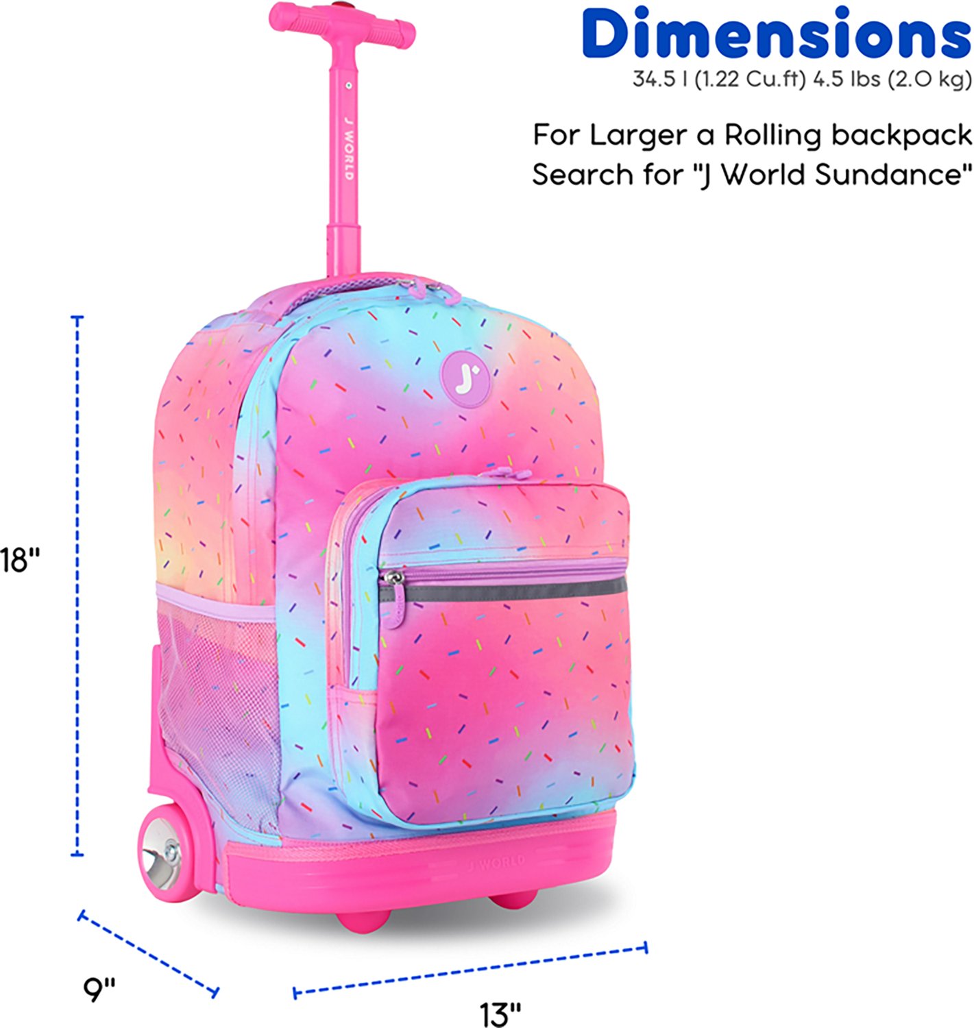 J World Kids' Sunrise 18" Rolling Backpack 34.5L - view number 6