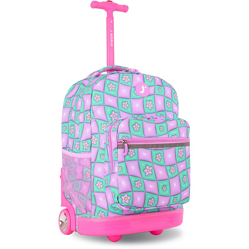 J World Sunrise 18" Kids Rolling Backpack - Puffy flower