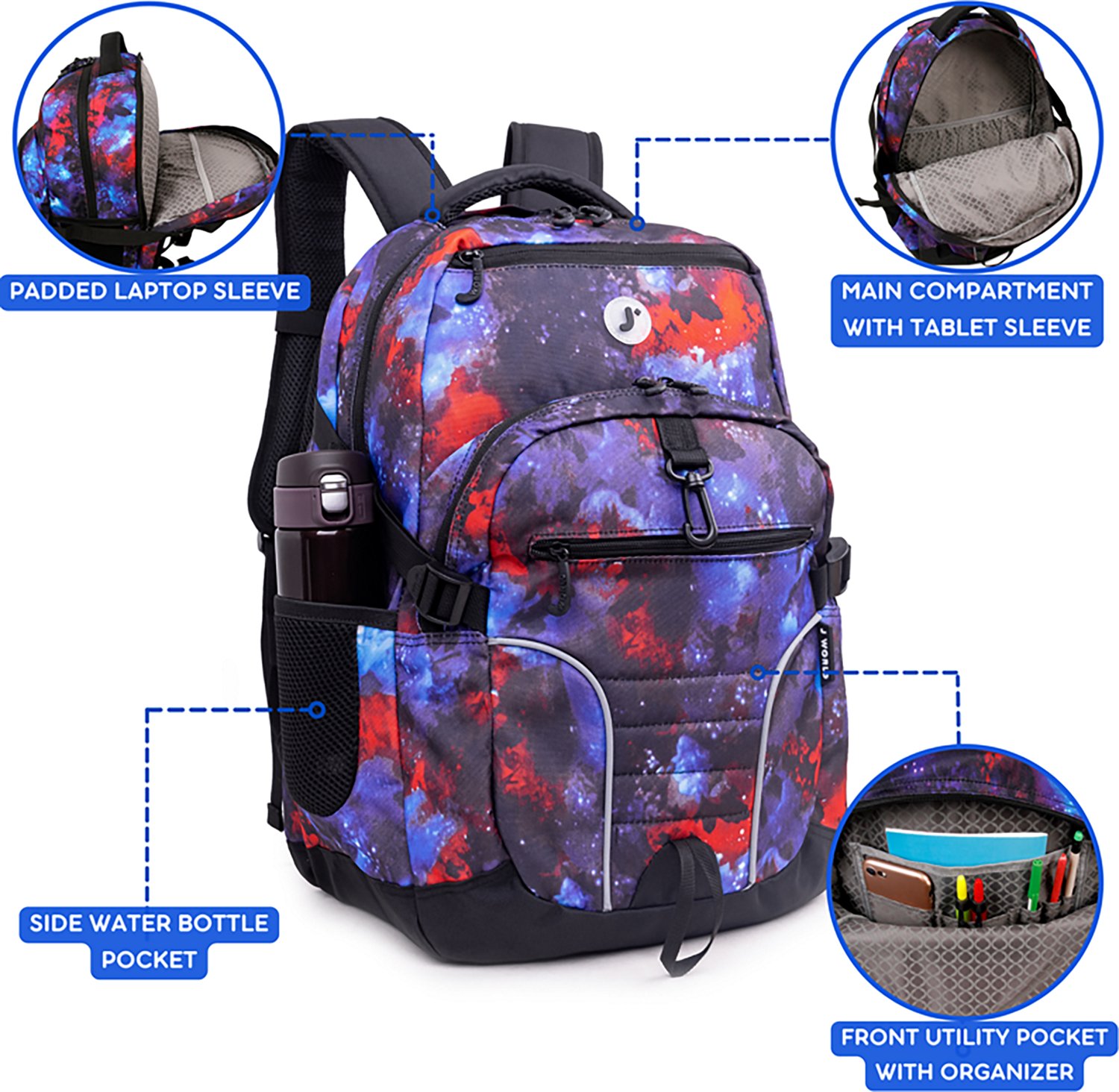 J World Atom Multi-Compartment Laptop Backpack 29.5L - view number 2