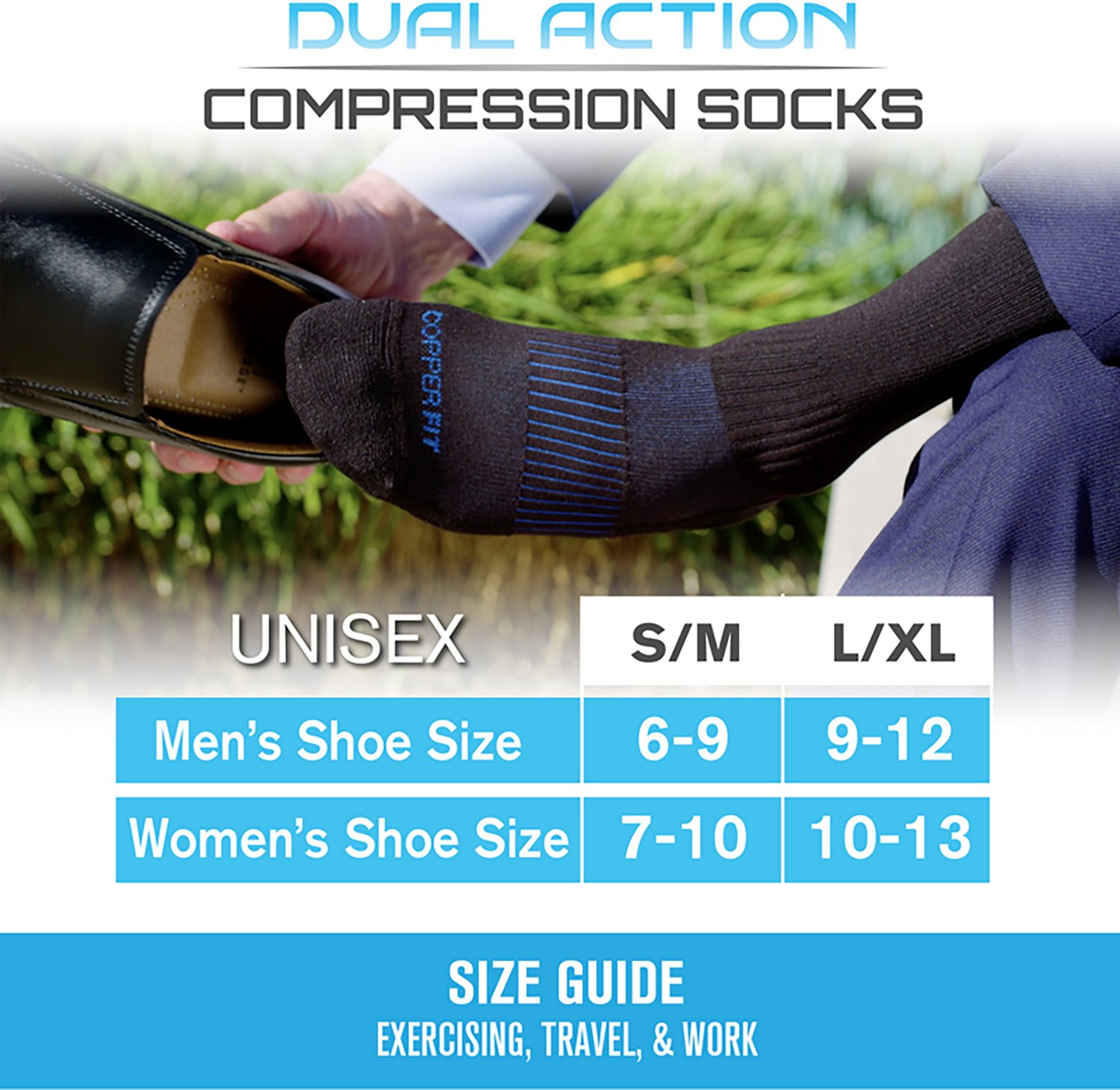Copper Fit Dual Action Elbow Compression Socks