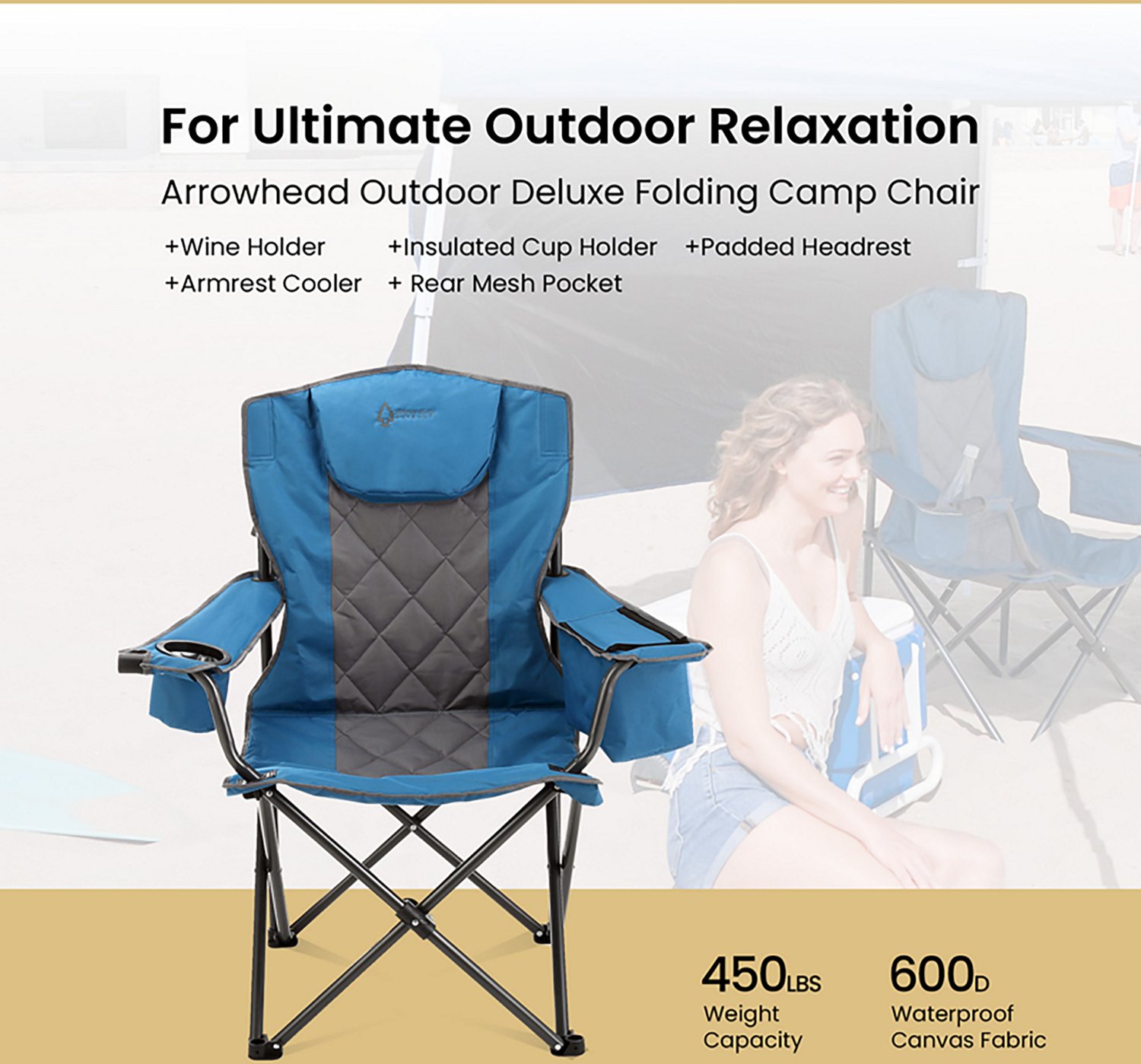 Arrowhead Outdoor Portable Folding Camping Quad Chair - view number 3