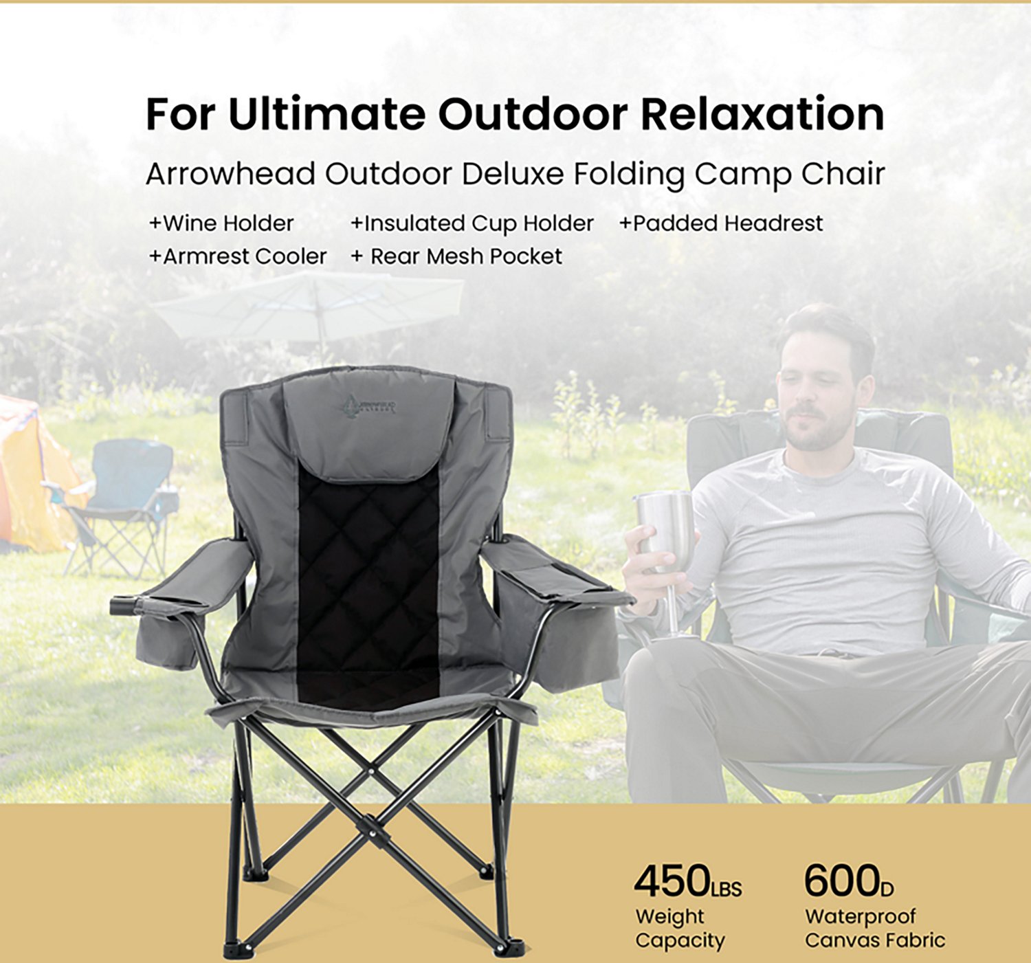 Arrowhead Outdoor Portable Folding Camping Quad Chair - view number 3