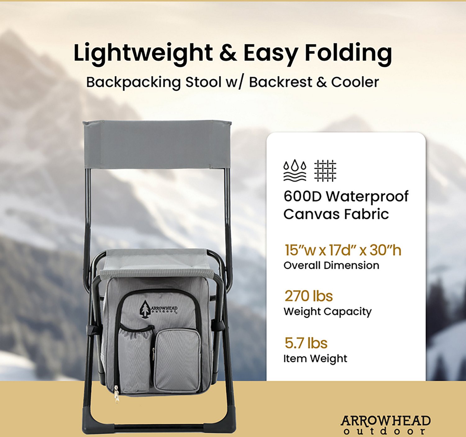 Arrowhead Outdoor 3-in-1 Compact Fishing Chair with Backrest - view number 3