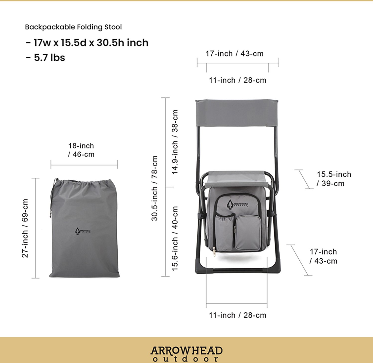 Arrowhead Outdoor 3-in-1 Compact Fishing Chair with Backrest - view number 7