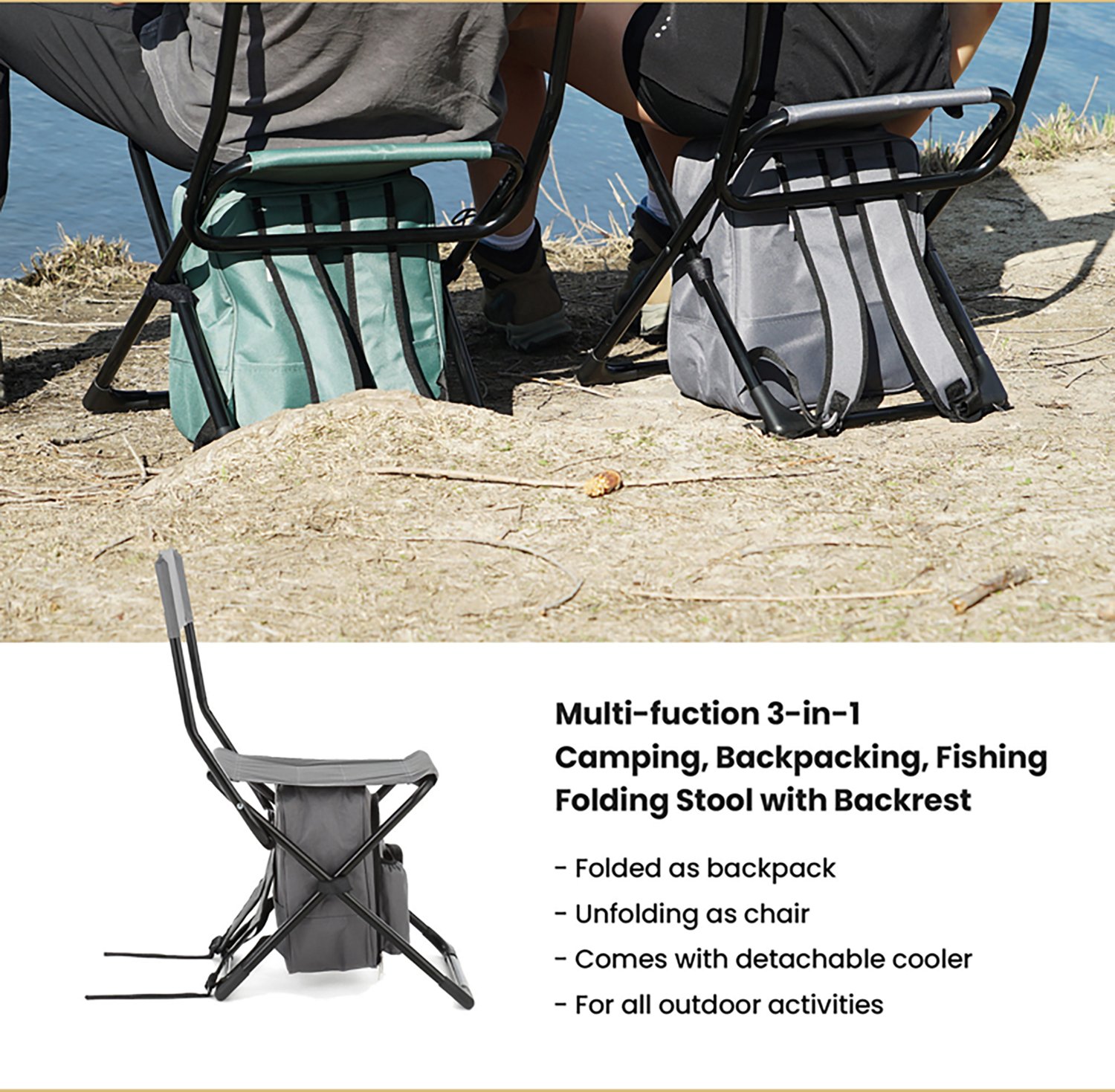 Arrowhead Outdoor 3-in-1 Compact Fishing Chair with Backrest - view number 5