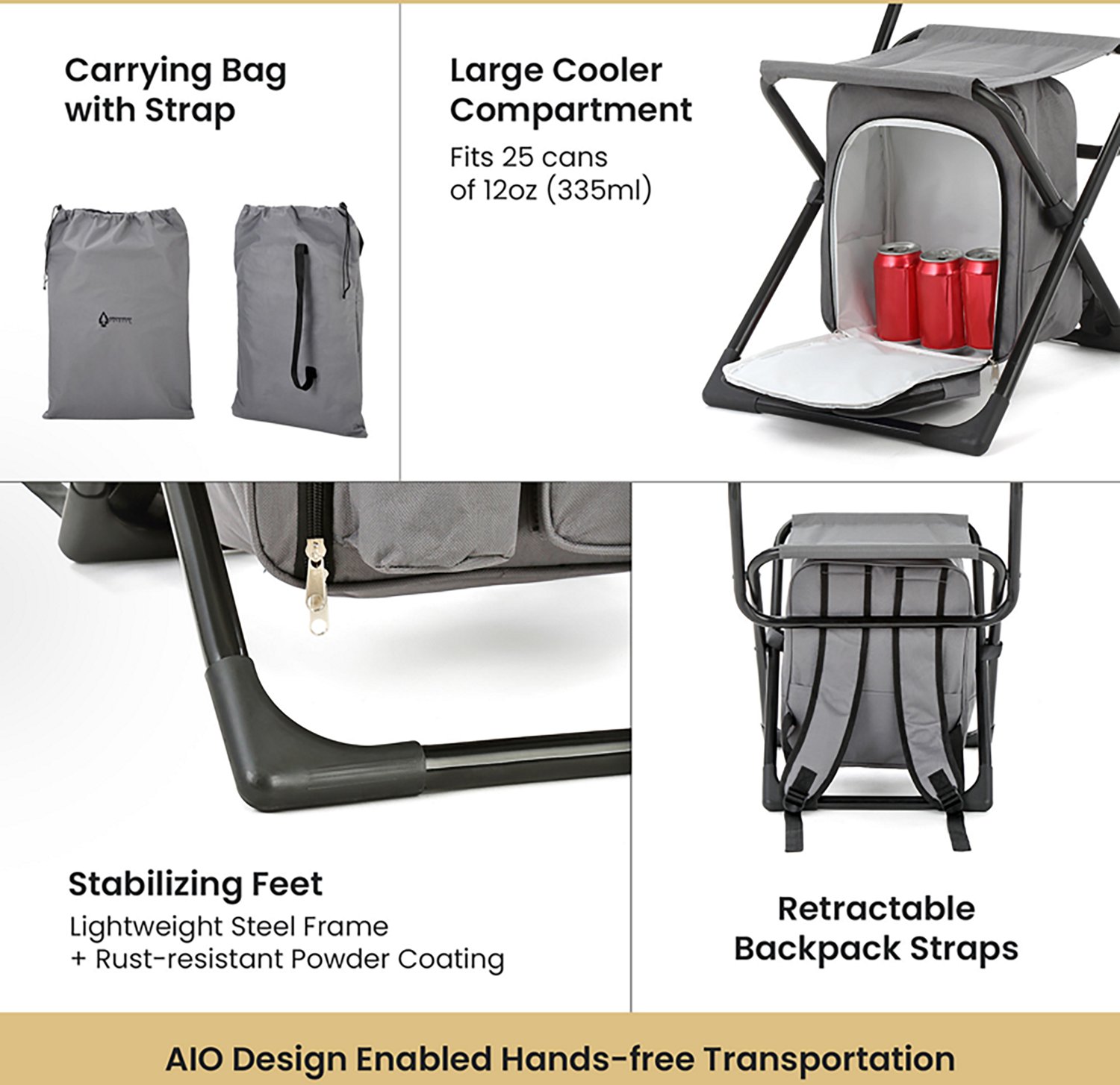 Arrowhead Outdoor 3-in-1 Compact Fishing Chair with Backrest - view number 6