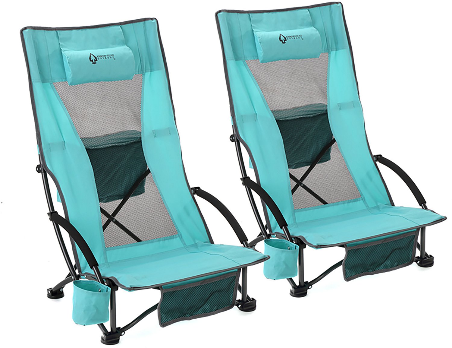 Arrowhead Outdoor Reclining Folding Beach Chairs 2-Pack