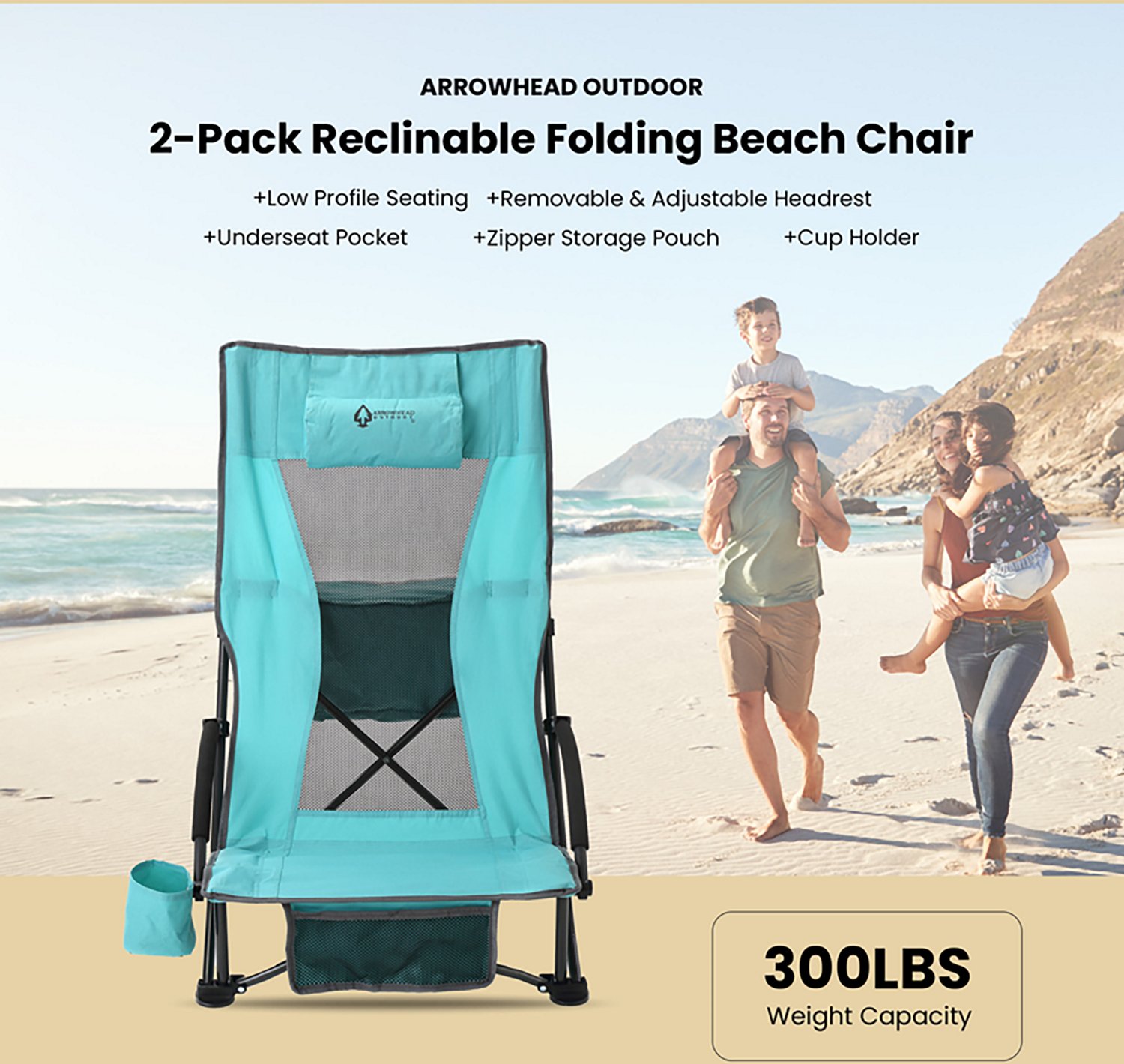 Arrowhead Outdoor Reclining Folding Beach Chairs 2-Pack - view number 2