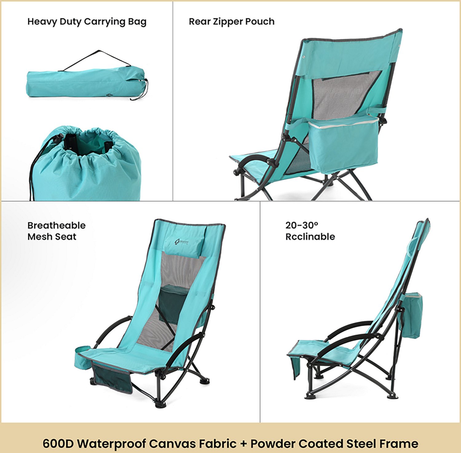 Arrowhead Outdoor Reclining Folding Beach Chairs 2-Pack - view number 4
