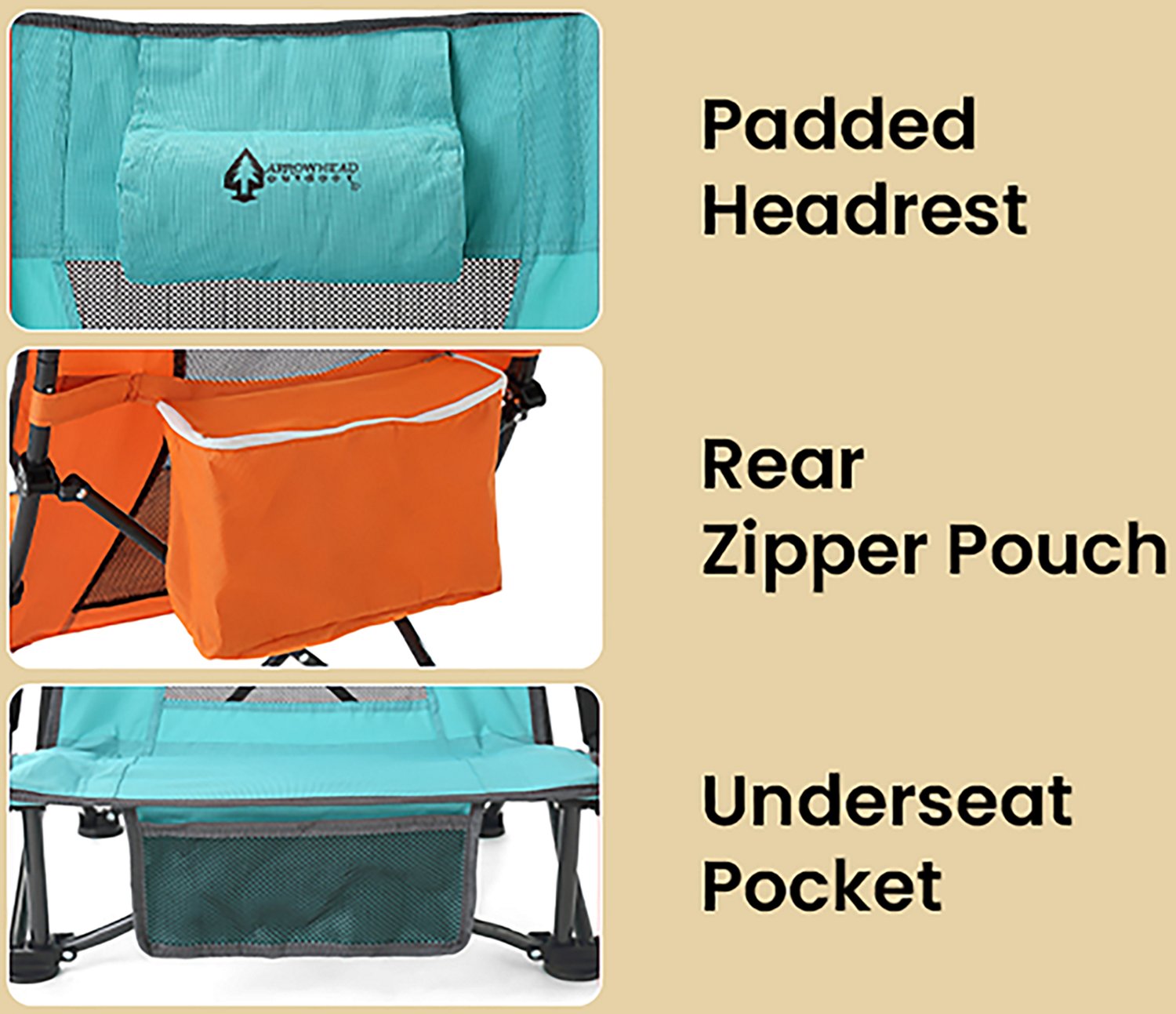 Arrowhead Outdoor Reclining Folding Beach Chairs 2-Pack - view number 5