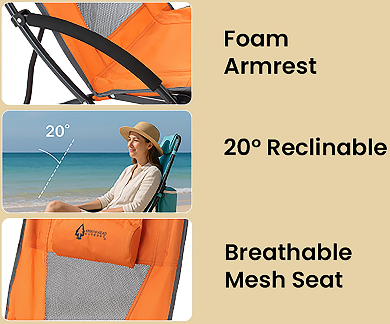 Arrowhead Outdoor Reclining Folding Beach Chairs 2-Pack - view number 6