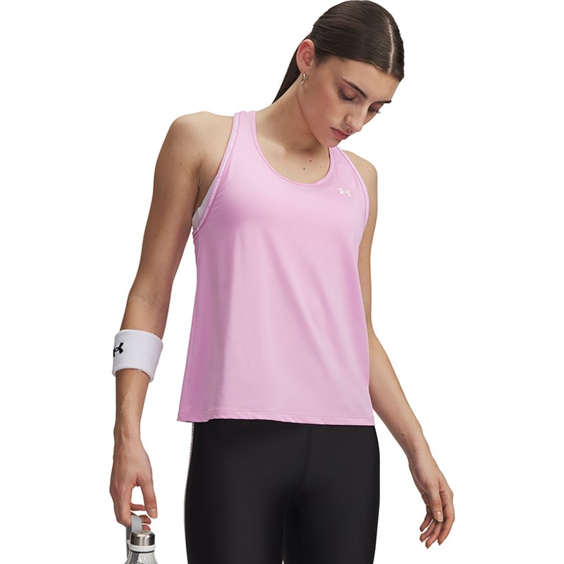 Under Armour Women's Round Neck Training Tank Top - Pink Dawn/White