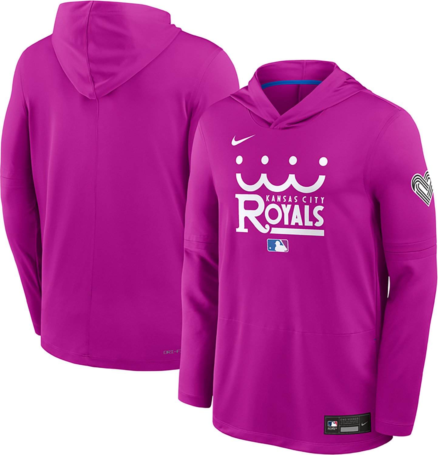 Nike Men's Kansas City Royals City Connect Lightweight Long Sleeve Hoodie Top - view number 3
