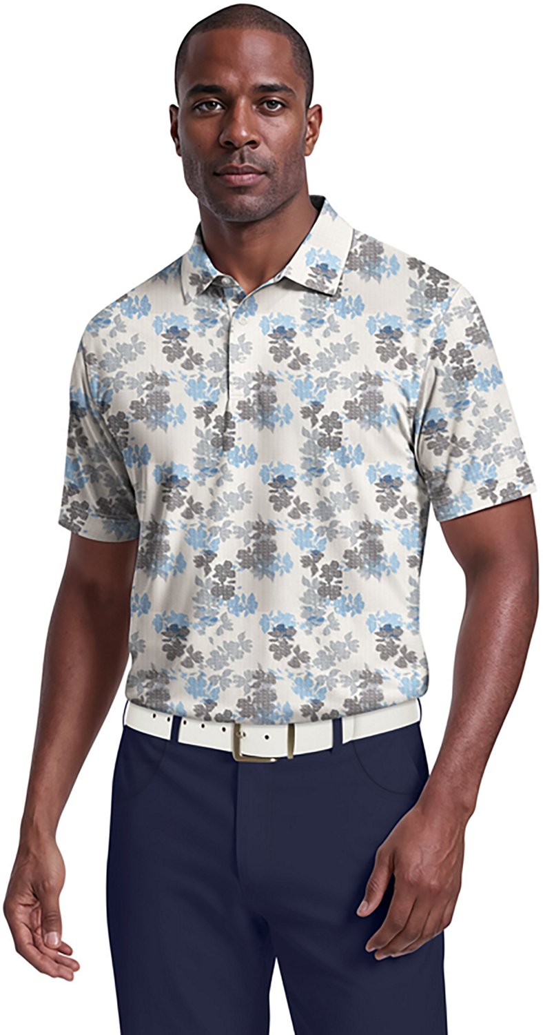 PGA Tour Men's Short Sleeve Geometric Textured Floral Print Polo