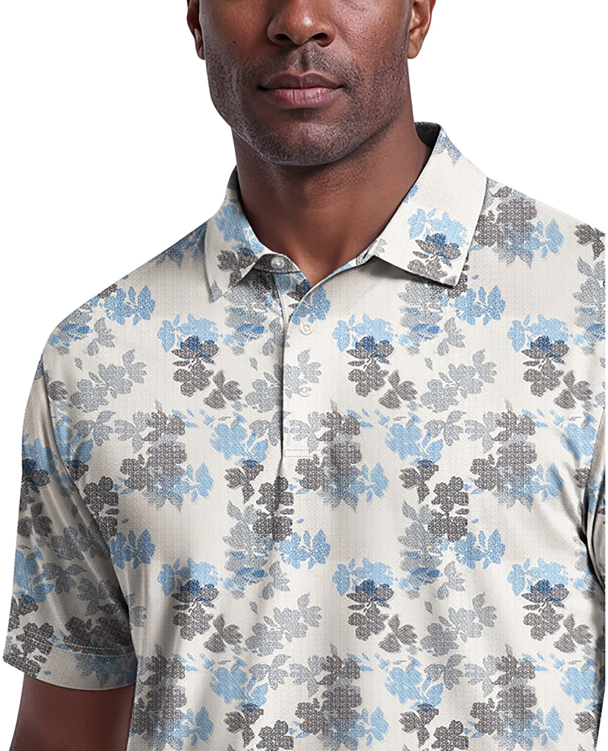 PGA Tour Men's Short Sleeve Geometric Textured Floral Print Polo - view number 3