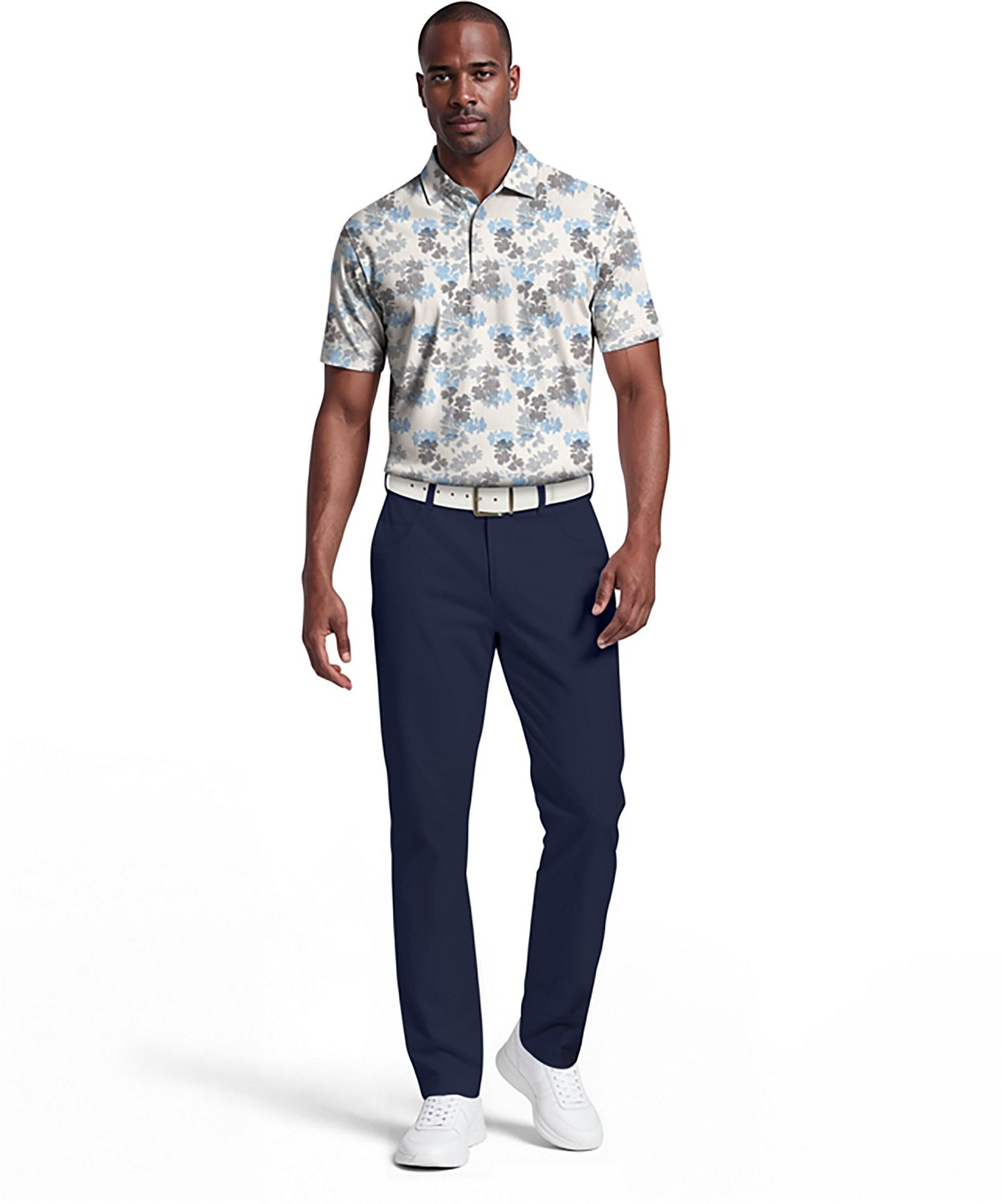 PGA Tour Men's Short Sleeve Geometric Textured Floral Print Polo - view number 4