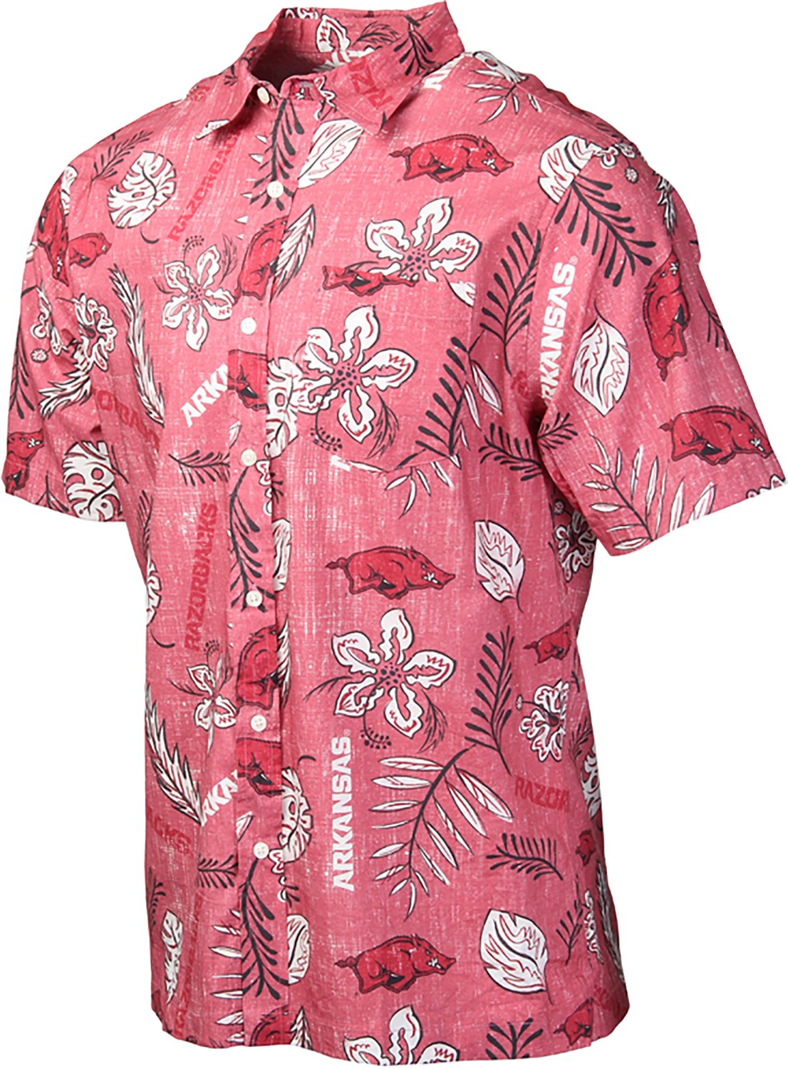 Wes & Willy Men's University of Arkansas Vintage Floral Button Down Shirt
