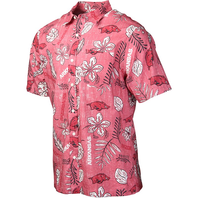 Wes & Willy Men's University of Arkansas Vintage Floral Button Down Shirt