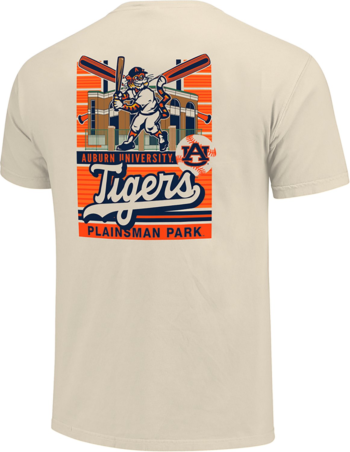 Image One Men's Auburn University Staggered Line Stadium Comfort Colors T-shirt - view number 3