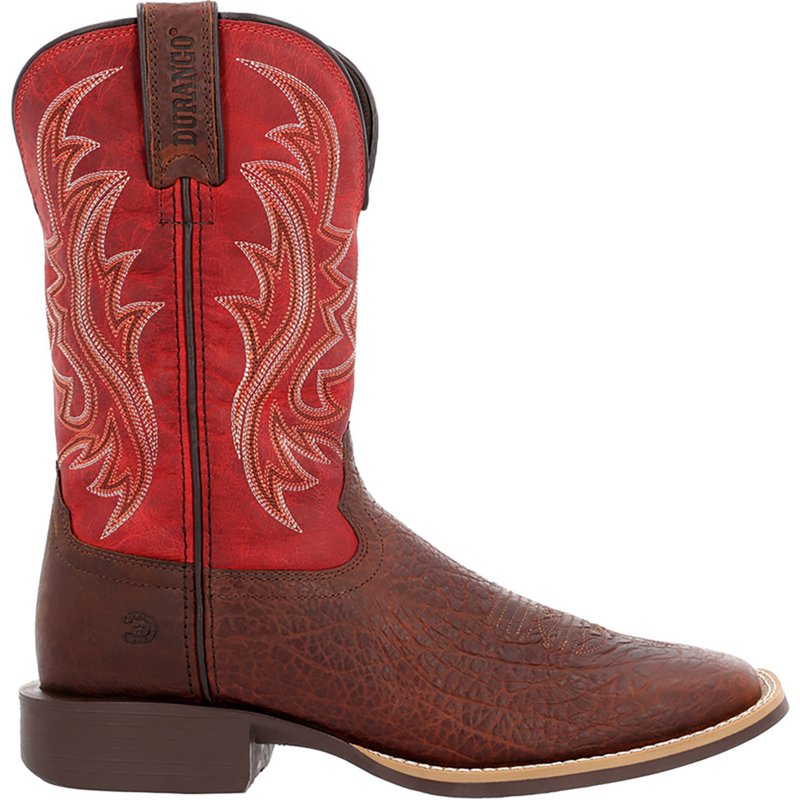 Men's Western Boot, 9 W, Leather, 11 in H, Mahogany and Dynamite Red