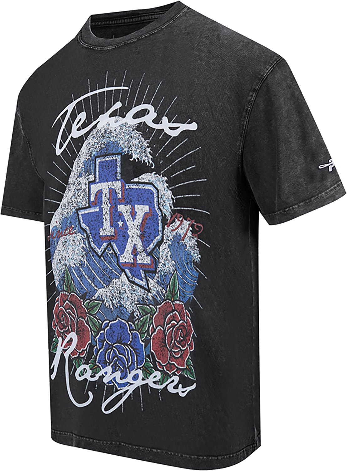 Pro Standard Men's Texas Rangers Wave and Roses CJ Drop Shoulder Short Sleeve T-shirt - view number 3