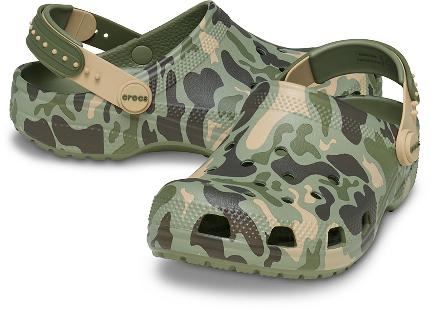 Crocs Kids' Classic Snapback Strap Camo Clogs - view number 7
