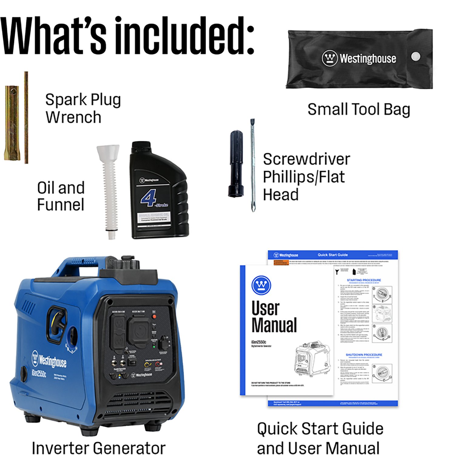 Westinghouse 2,550W Gas Powered Inverter Generator with Recoil Start