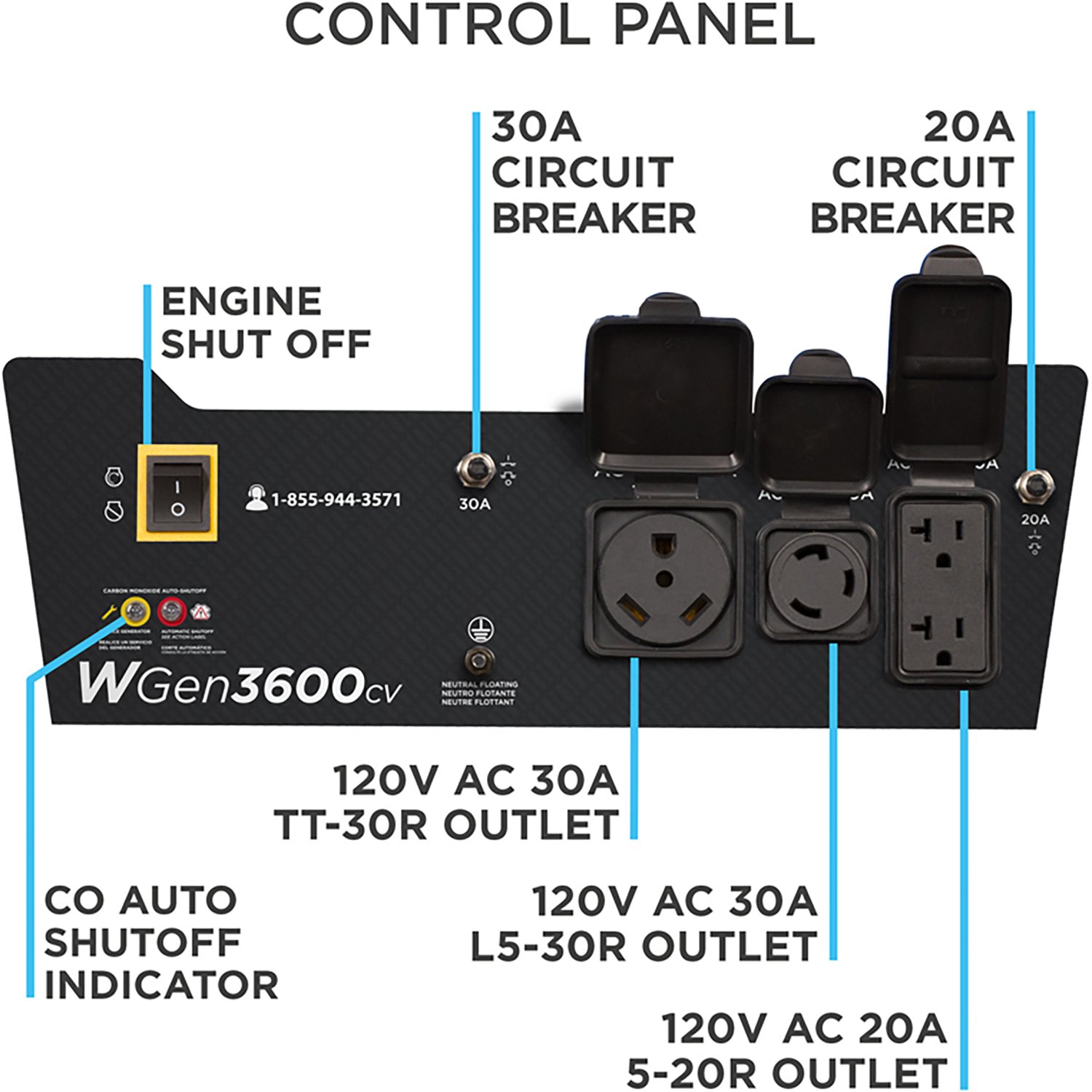 Westinghouse 4650/3600W Gas Powered Portable Generator with Recoil Start - view number 2
