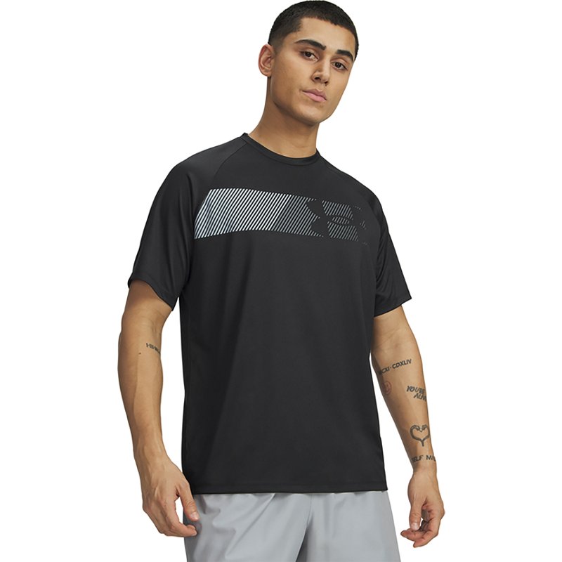 Under Armour Men's Tech Graphic T-Shirt - Black / Mod Gray