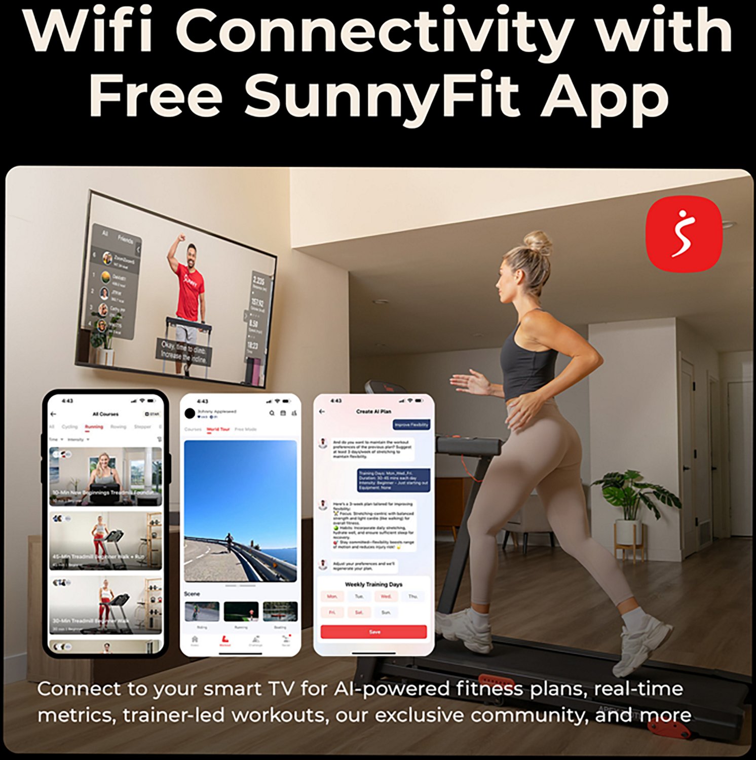 Sunny Health & Fitness APEX 300 SMART Motorized Treadmill with WIFI & Bluetooth - view number 2