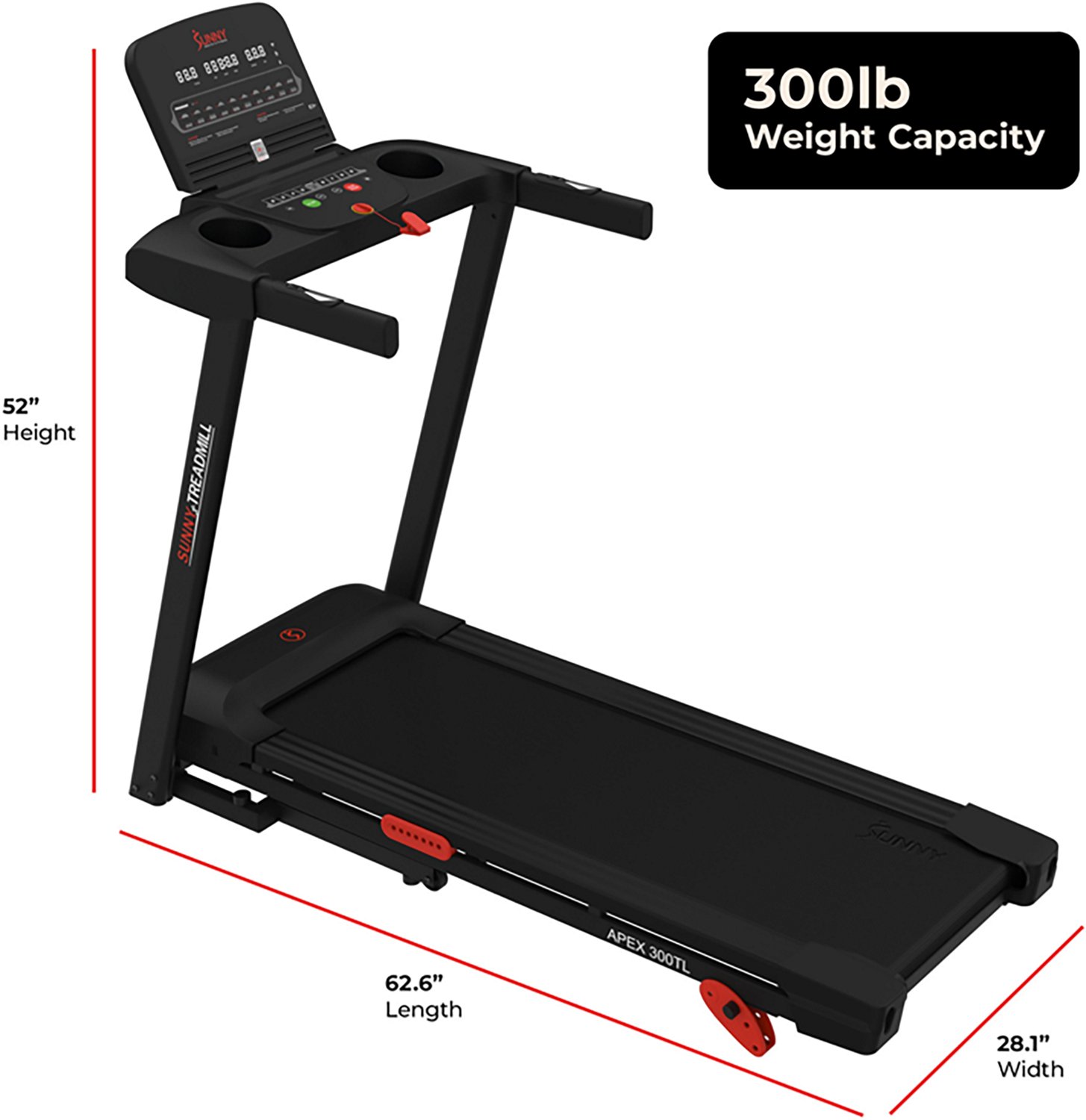 Sunny Health & Fitness APEX 300 SMART Motorized Treadmill with WIFI & Bluetooth - view number 5