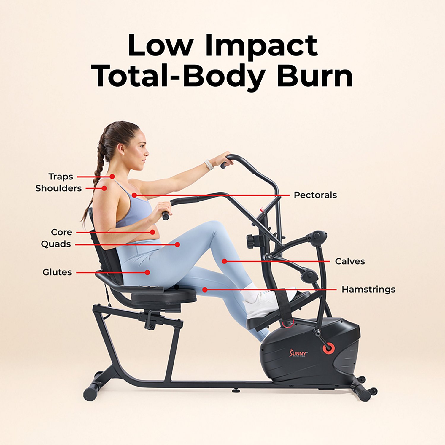 Sunny Health & Fitness Smart Performance Interactive Series Recumbent Elliptical Cross Trainer - view number 2