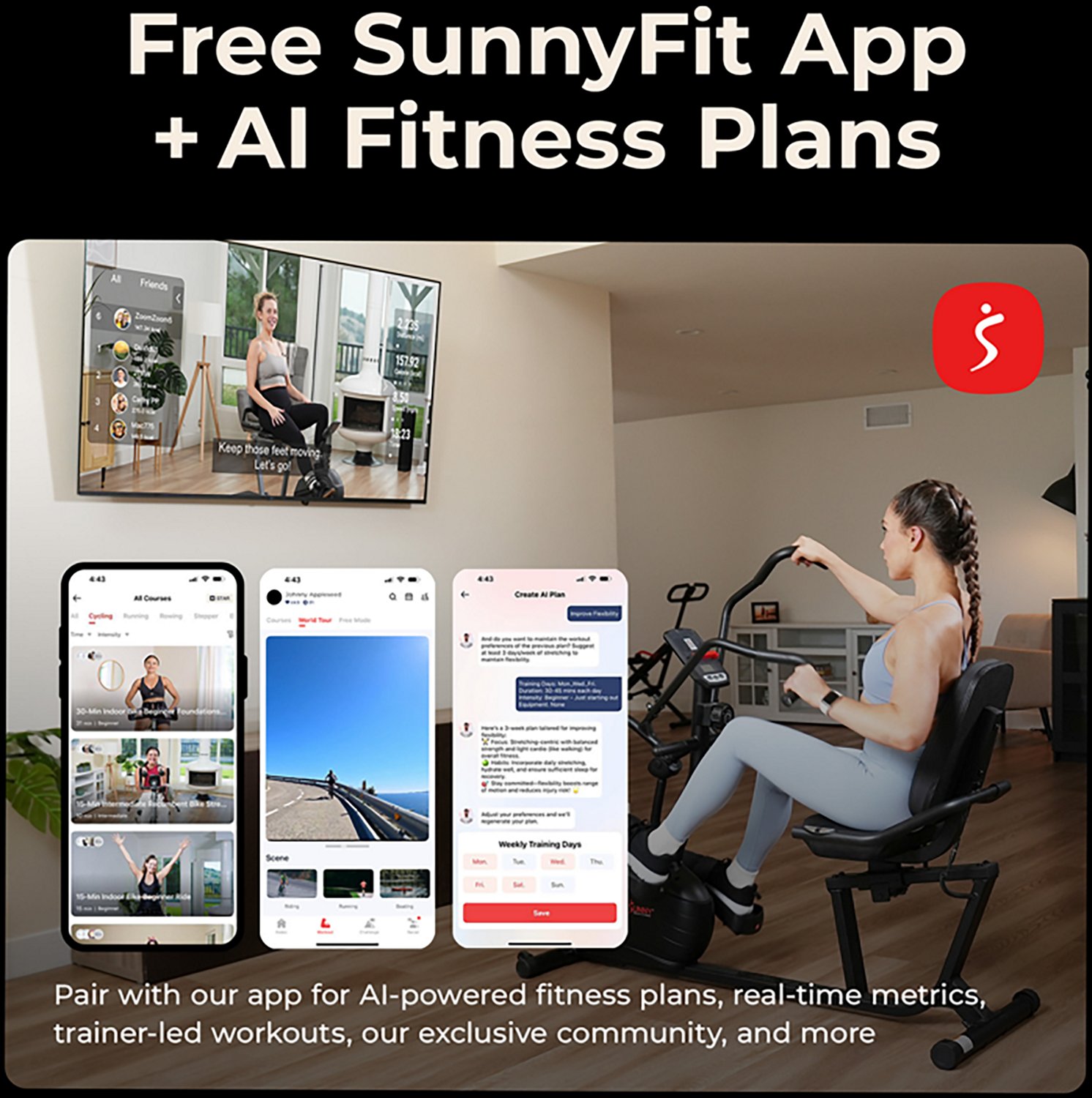 Sunny Health & Fitness Smart Performance Interactive Series Recumbent Elliptical Cross Trainer - view number 5