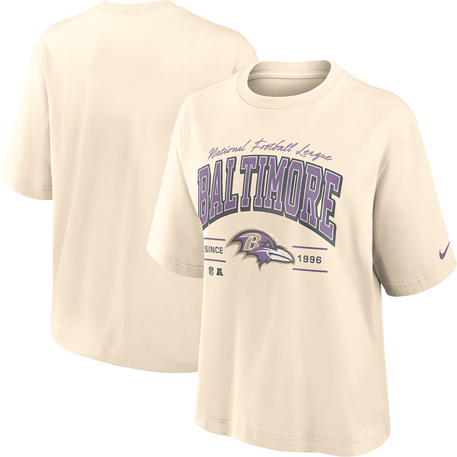 Nike Women's Baltimore Ravens Vintage Mod Boxy Graphic T-shirt - view number 3