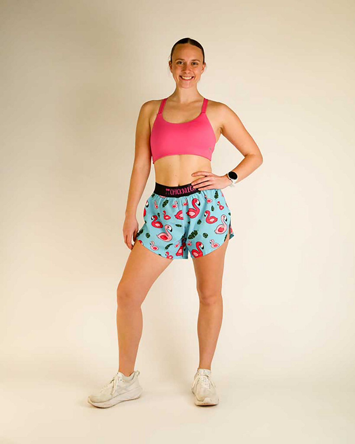 Chicknlegs Women's Blue Flamingo Split Shorts 4 in - view number 3