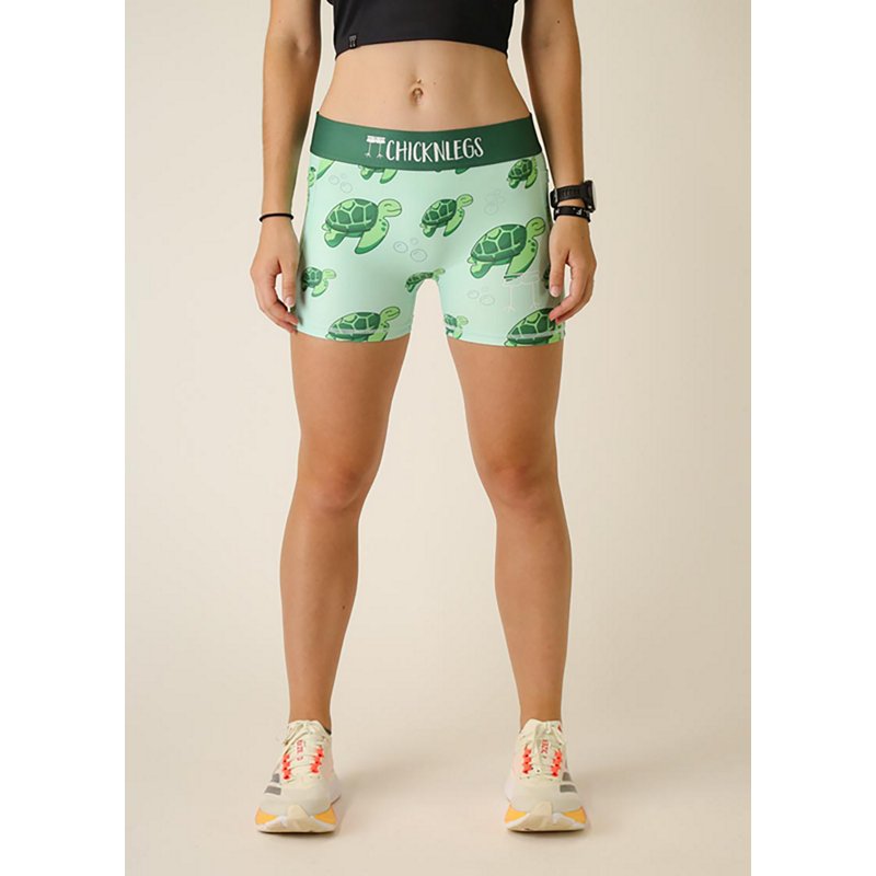 Chicknlegs Women's Sea Turtles Compression Shorts 3 in