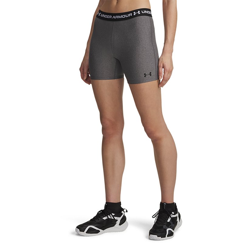 Under Armour Women's HeatGear Middy 5" Shorts, XS, Charcoal Light Heather/Black
