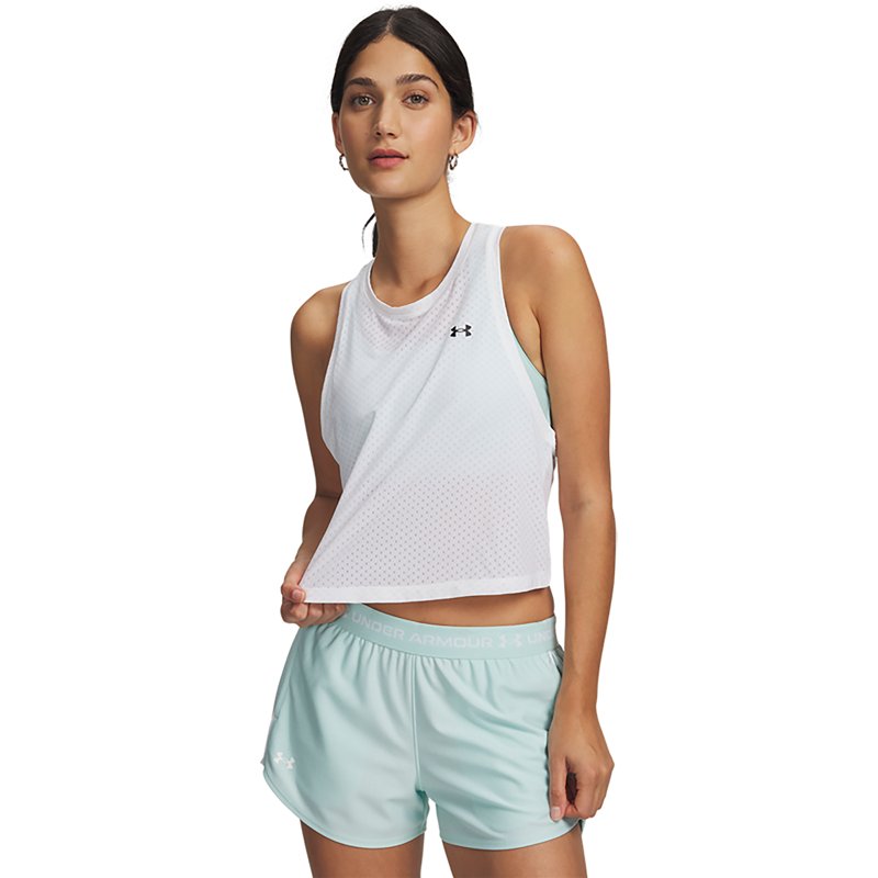 Under Armour Women's Tech Sport Mesh Crop Sleeveless Tank Top - White
