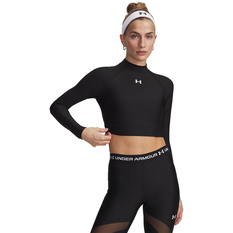 Under Armour Women's HeatGear Mock Long-Sleeve Training Top in Ultimate Black/White Size: XL