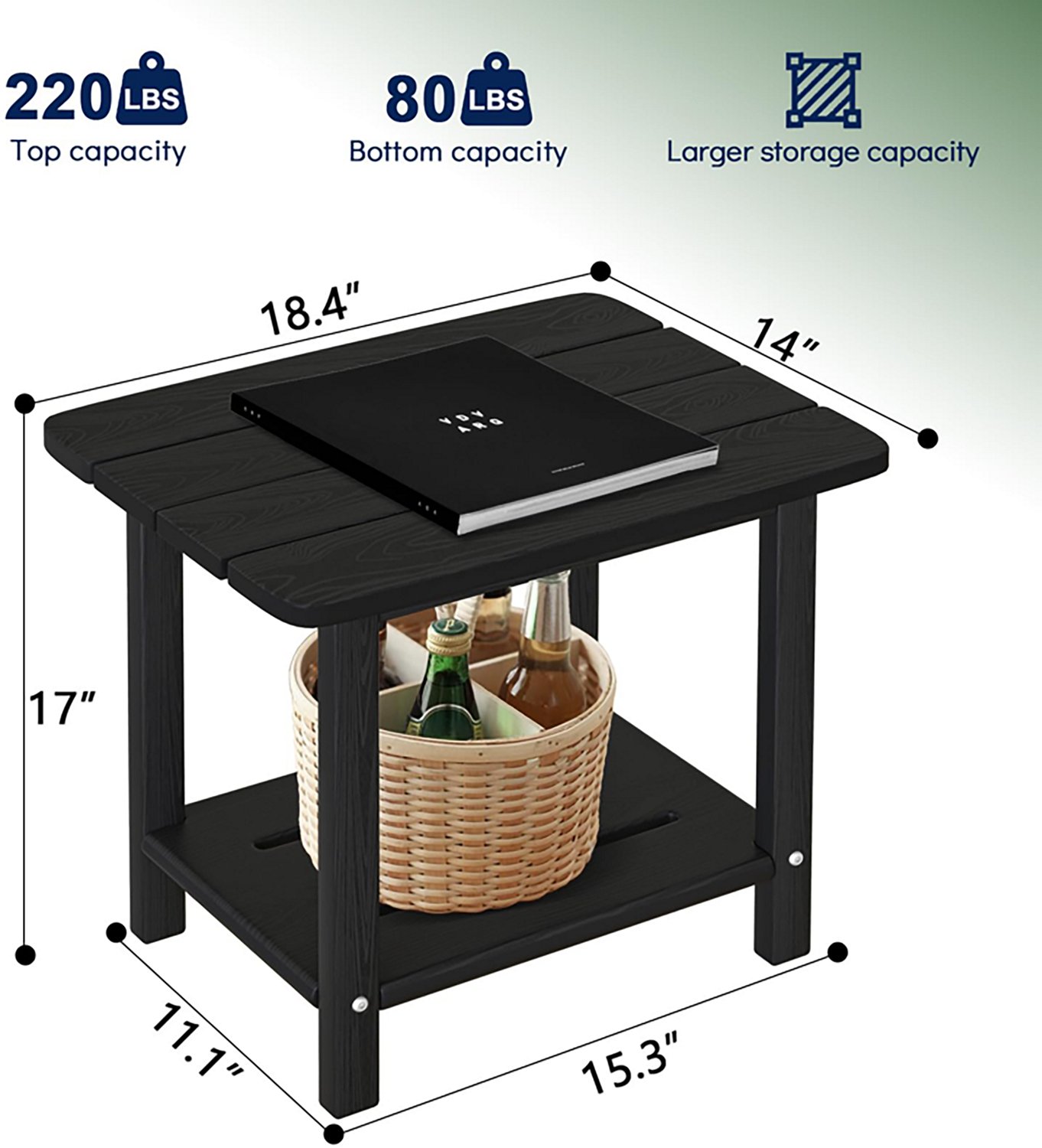 Upland HDPE Outdoor Square End Weatherproof Table 18.4" - view number 2