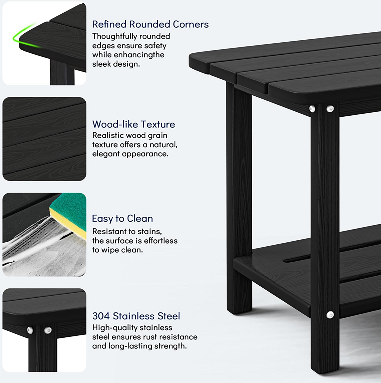 Upland HDPE Outdoor Square End Weatherproof Table 18.4" - view number 4